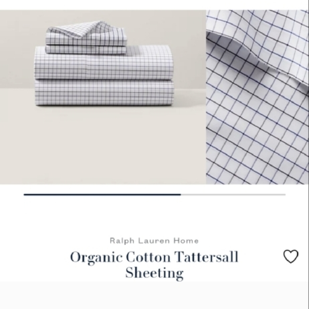 Ralph Lauren Home Blue Tattersall Check Sheets